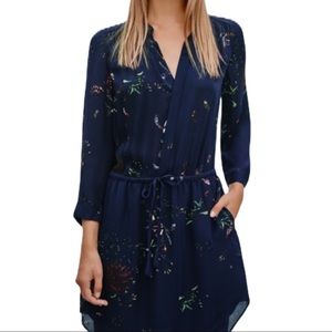 Aritzia Babaton Bennett Silk Dress Blue Multi